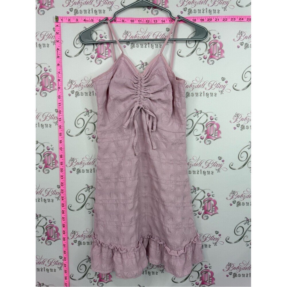 SHEIN dress ruffle tie up ribbon Dusty Rose Ruched Tie Cami Dress